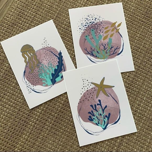 Modern minimalist sea creatures illustration art - Picture 12 of 13
